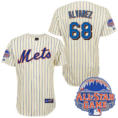 Dario alvarez #68 Youth Baseball Jersey-New York Mets Authentic All Star White MLB Jersey